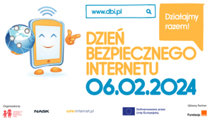 na zdjęciu widnieje plakat promujący dzień bezpiecznego internetu